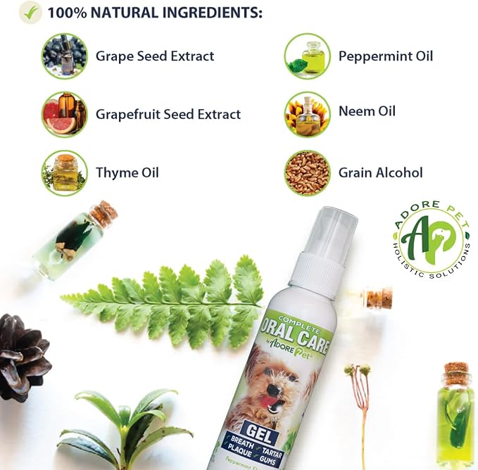 Adore Pet Complete Oral Care Gel for Dogs, Peppermint, 4 oz
