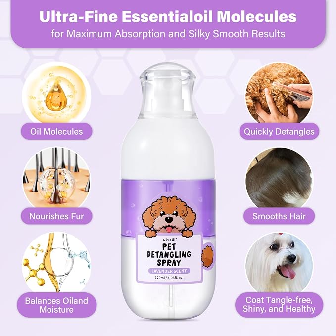 Pet Tear Stain Remover Balm with Pro Powder Brush,Dog Detangler Spray Dematting