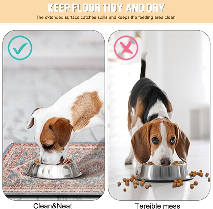 Dog Food Mat for Floors Waterproof Quick Dry Pet Placemat Cat Feeding Bowls Mats for Food and Water, Eco-Friendly Dog Accessories Diatomite Pets Supplies 12" X 20"