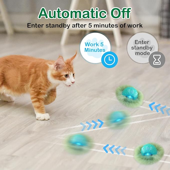 Saolife Interactive Cat Toys Ball for Indoor Cats Fast Rolling in Tunnel, Motion Activate Cat Toy with Chirping, Hide and Seek Mouse Catching Toy (Green)