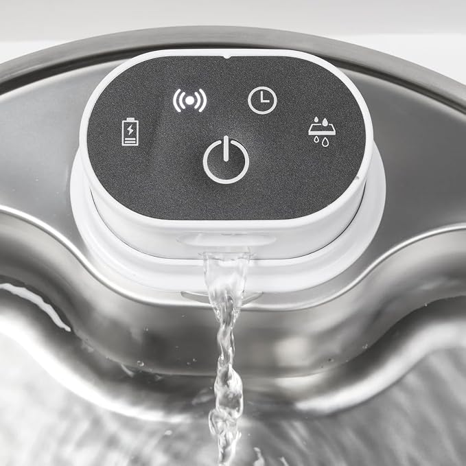 Cat Mate 2 Litre Stainless Steel Cat Water Fountain – Automatic Pet Water Dispenser for Cats, Filtered Drinking Fountain, Battery Operated