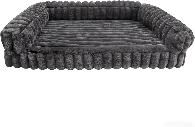 Waterproof Orthopedic Dog Bed for Medium Dogs, Medium Non-Slip Pet Beds with Sides, Egg-Crate Memory Foam Dog Couch for Crate Removable Washable Cover, Grey