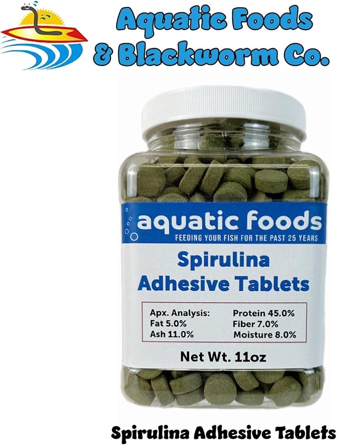 1/2" x 3/8" Spirulina Glass Sticking Wafers for Tropical & Community Fish Tetras, Guppies, Angel Fish, Cichlids, Goldfish. All Tropical Fish - WL…11oz Jar