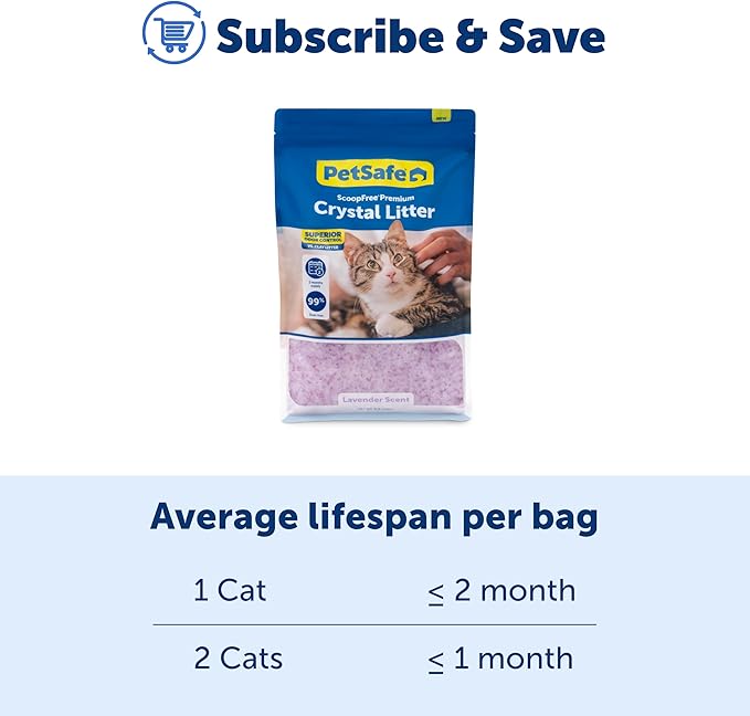 PetSafe ScoopFree Odor Control Crystal Cat Litter, Lavender Scent, 8 Lb Bag, Pack of 3