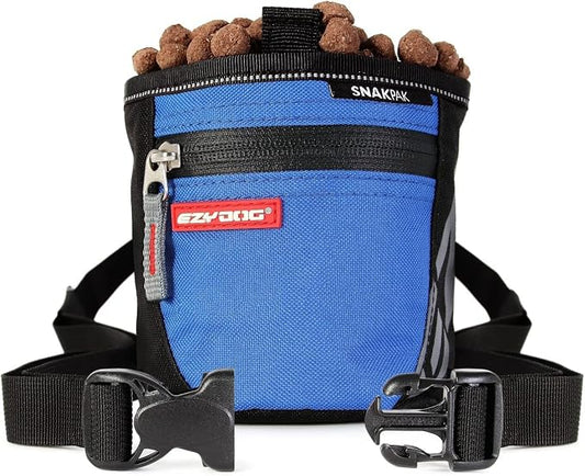 EzyDog SnakPak Wearable Dog Treat Bag Training Pouch with Magnetic Closure, Zipper Pocket, and Belt (Blue)
