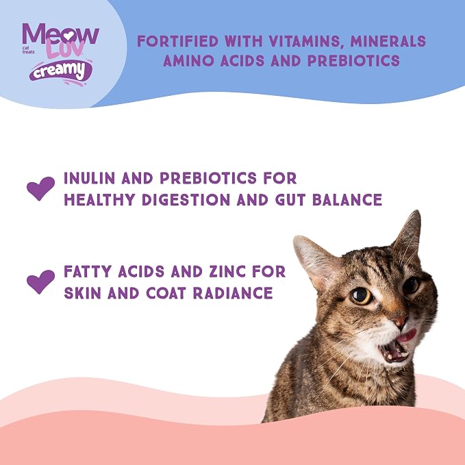 Ultra Chewy Meow Luv Salmon and Tuna Lickable Cat Treats - Delicious Squeezable Cat Treats - Carrageenan Free - No Artificial Preservatives - Irresistible Snack - 0.5 Ounce Tubes (Pack of 4)