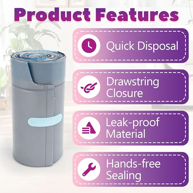 180Pcs Litter Box Liner Compatible with PETLIBRO Luma Automatic Cat Box | Thick Drawstring Liners for Waste Drawer