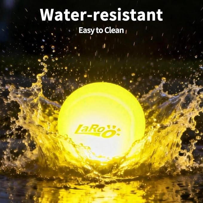 LaRoo 2026 New Version LED Dog Ball, USB Type-C Rechargeable Motion Activated Light Up Dog Ball, IP56 Waterproof Soft Silicone Interactive Glow Light Up Ball for Dog Night Outdoor Play, 2.5 Inch