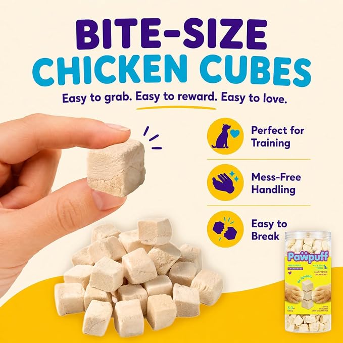 Freeze-Dried Chicken Treats for Dogs & Cats, Single Ingredient Real Chicken, High Protein Training Treats, Grain Free, No Fillers, 5.3 oz