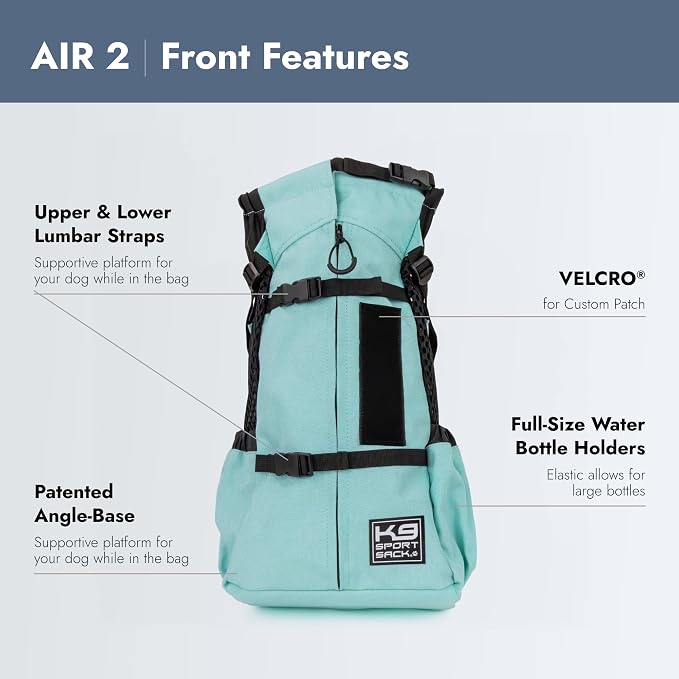 K9 Sport Sack Air 2 - Large, Summer Mint - Ideal for Dogs with 20-22” Back Length - Durable, Breathable Backpack-Style Carrier - Perfect for Walks, Short Hikes & Public Transportation