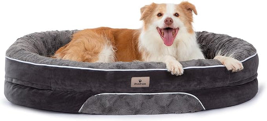 Orthopedic Dog Bed Couch for XLarge Sized Pets with Egg Foam Support, Four-Sided Bolster Cushions, Soft Tear-Resistant Fabric, and Removable Machine Washable Plush Cover, 42'', Dark Gray
