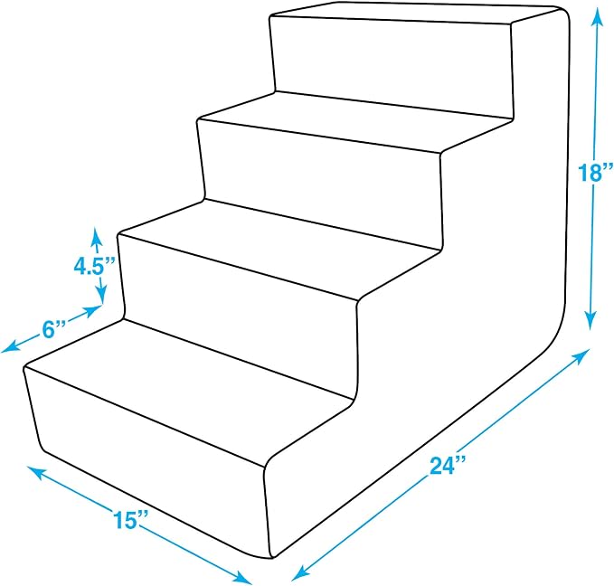 Best Pet Supplies Dog Stairs & Steps - Foam Steps for Small Dogs & Cats, Non-Slip Indoor Balanced Pet Step Support, Dog Ramp, No Assembly, Lambswool, 4-Step (18-inch Height)