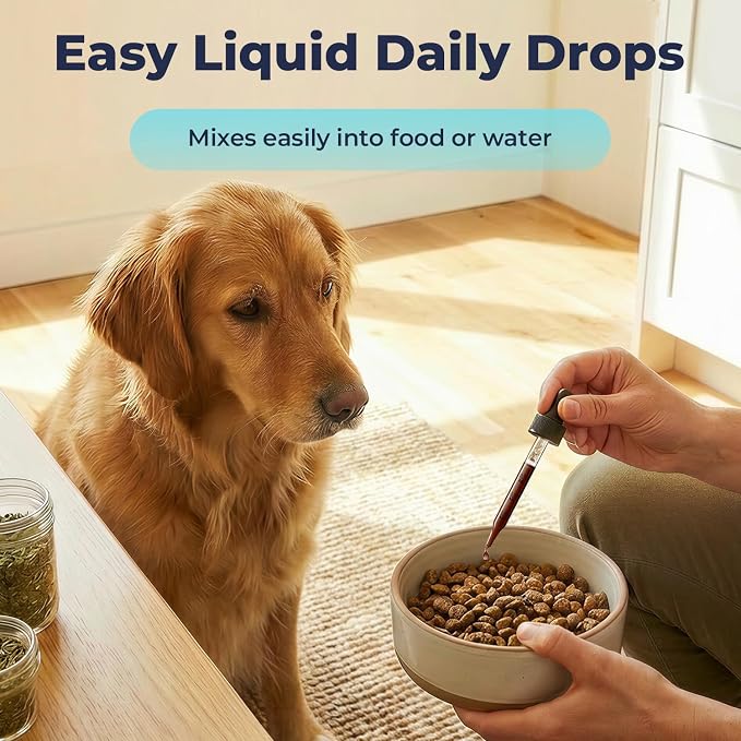 Ashwagandha for Dogs Liquid Drops, Dog Calming Support Supplement, Helps Maintain Calm Behavior, Emotional Balance & Relaxed Daily Routine, Easy to Add to Food or Water, 2 fl oz
