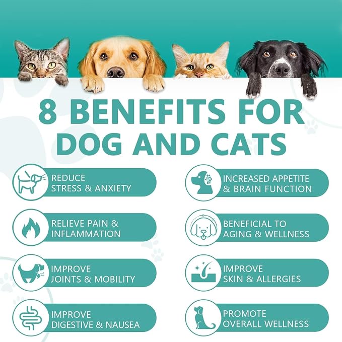 Max Potency Hemp Oil for Dogs & Cats - Help Anxiety Stress Pain Inflammation Arthritis Aggressive Relax Sleep Allergies Seizures Relief - Treats Chews Joint & Hip - Organic Pet Calming Drops