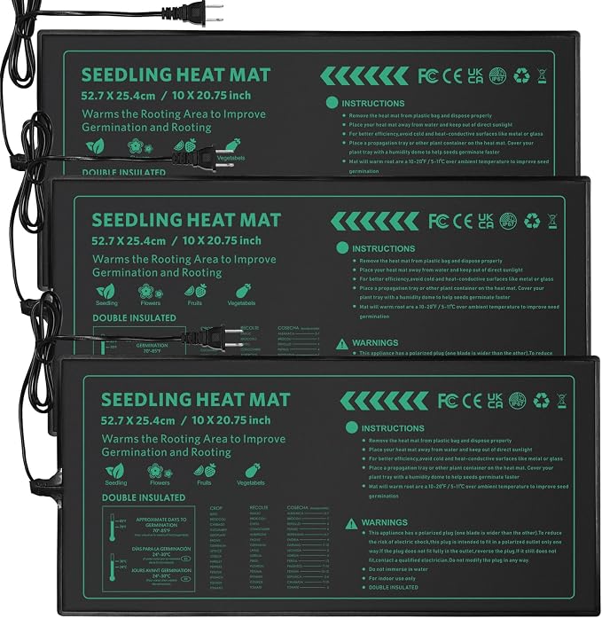 Seedling Heat Mat for Seed Starting,10" x 20.75" Waterproof Heating Pad for Indoor Plants Germination, Gardening, Hydroponic, Greenhouse