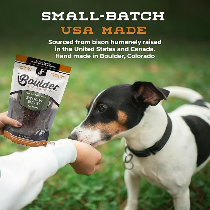 Bison Bits Grain Free Natural Dog Training Treats for Small to Large Breed - Low Calorie, High Value, Healthy Dog Treats for Small, Medium & Large Dogs (8oz)
