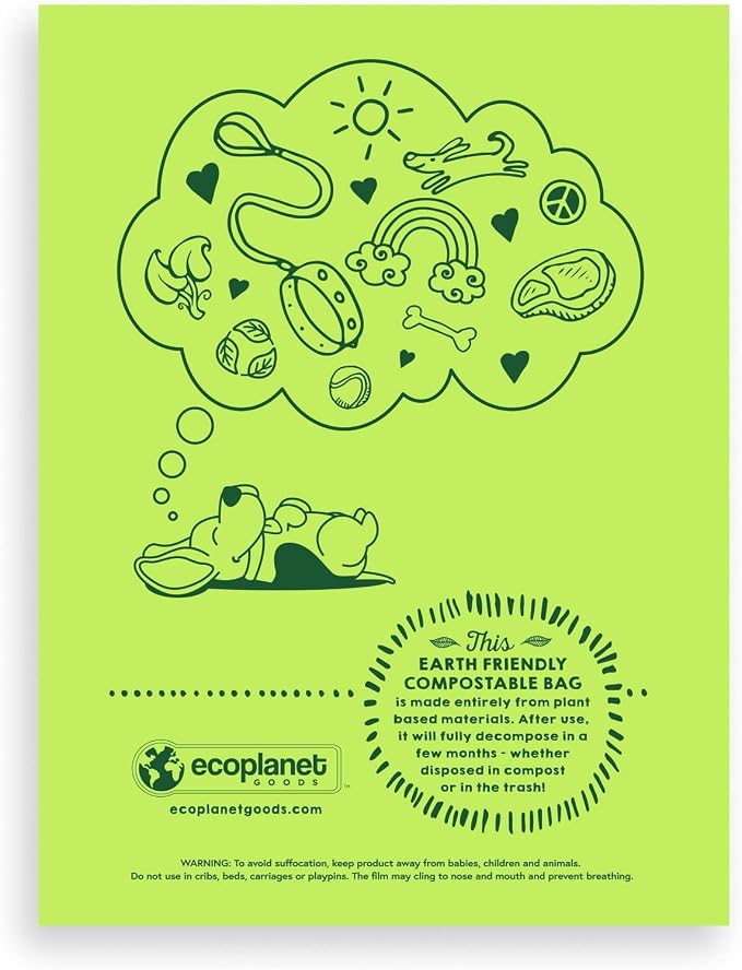 Compostable Dog Poop Bags I 240 Bags I Made in USA I Completely Biodegrades 90 Days After Use I 100% Plant Based I Eco-Friendly I Extra Strong, Leak Proof, 9”x12”, Premium Thickness