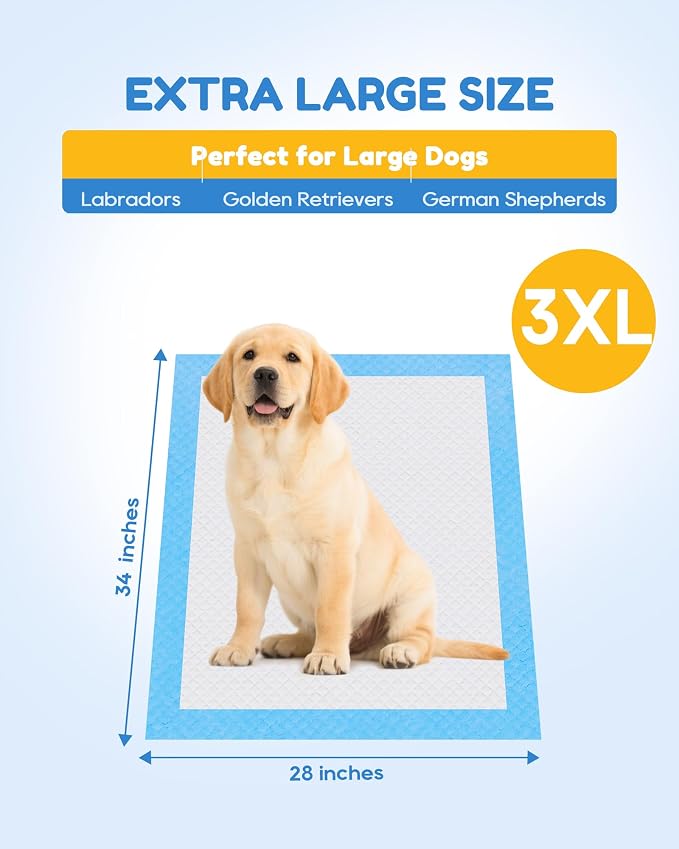30 Count-36" x 36" XXXL Pee Pads for Dogs, Extra Large Puppy Pads, Super Absorbent Disposable Dog Training Pads, Quick Drying, Leak-Proof, Ultra Thick Potty Pads for Dogs, Puppies, Doggie, Cats