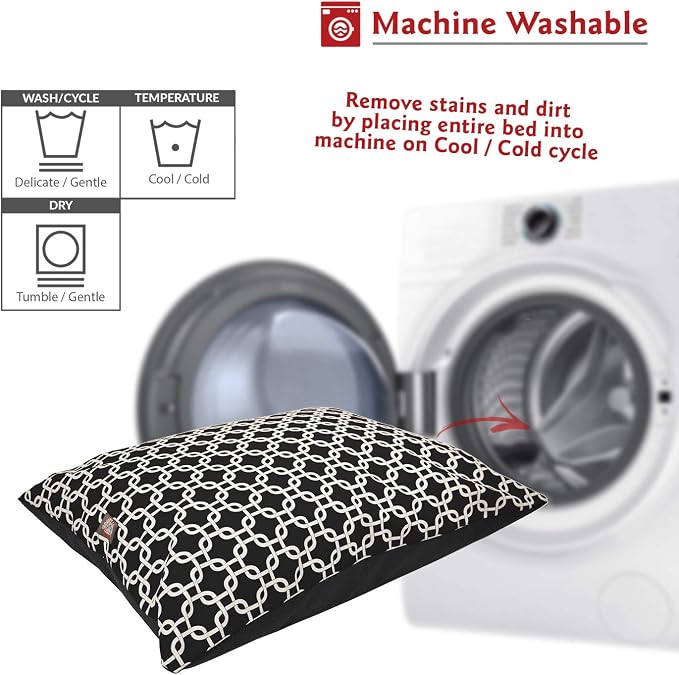 Majestic Pet Rectangle Medium Dog Bed Washable – Non Slip Comfy Pet Bed – Dog Crate Bed Super Value Pillow Dog Bed – Dog Kennel Bed for Sleeping - Dog Bed Medium Breed 35 x 28 Inch – Links Black