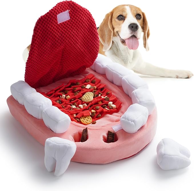 Nocciola Interactive Teeth Dog Toys – Enrichment Puzzle Funny Dog Toy for Small to Large Dogs, Hide and Seek Dog Toys to Keep Dogs Busy (White Teeth)