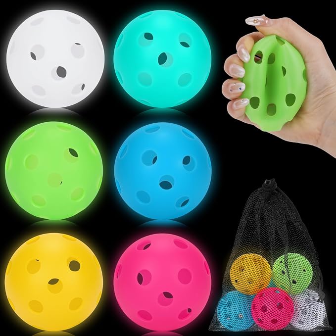 Coopay 3/6/12 Pack Practice Balls Glow in The Dark Baseballs Plastic Soft Baseballs with Drawstring Bag for Indoor Outdoor Night Training, Backyard Games Batting Hitting Softballs