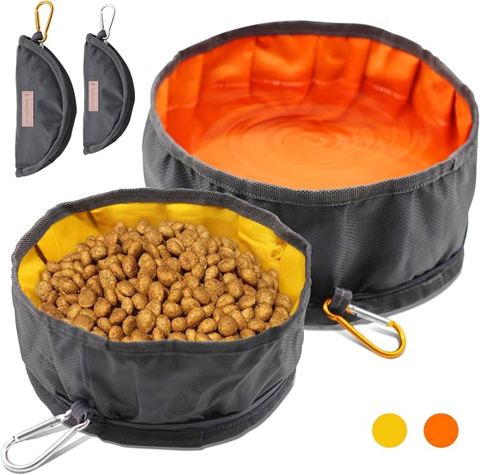 LumoLeaf Travel Dog Bowls and Water Bottle Pack, 2 Collapsible Dog Bowl 10 Cups and 8 Cups for Food or Water, 1 Portable Dog Water Bottle Dispenser