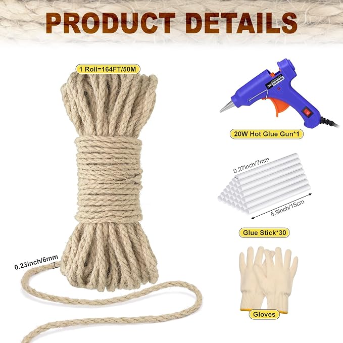 Cat Window Perch, Cat Hammock Window Seat w/Free Fleece Blanket White & 164 FT 4MM Sisal Rope Kits with Hot Glue Gun and Glue Sticks Replacement for Cat Scratching Post Toys Indoor