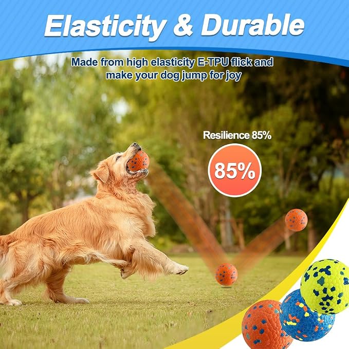 Mankoda Durable Dog Balls for Aggressive Chewers, 3'' ETPU Indestructible Rubber Floating Fetch Toys, Interactive Teething Chew Balls for Small Medium Large Dogs (3 Pack)