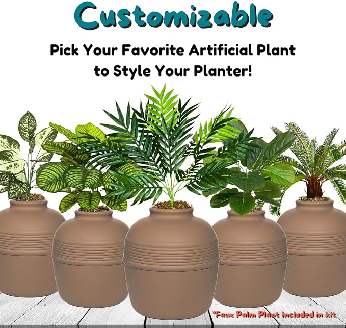 Good Pet Stuff Original Hidden Litter Box Planter, Decorative Cat Litter Enclosure with Carbon Filter, Artificial Palm Plant, Upgraded Design, Easy to Clean, Base Kit, Mocha Brown