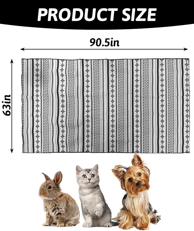 BNOSDM 91" X 63" Black&White Rabbit Cage Liners Washable Reusable Bunny Bedding Pets Dog Whelping Pads and 6PCS Hamster Edible Premium Timothy Hay Chew Bowl Bundle