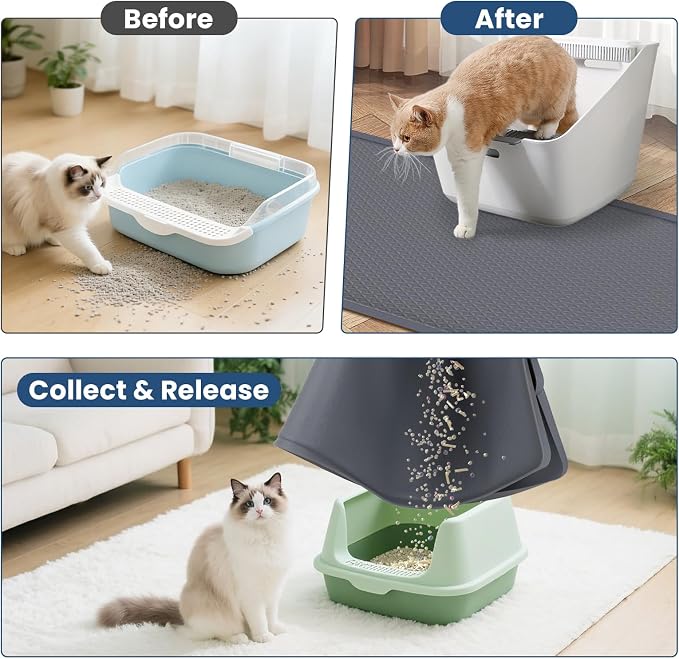 Extra Large Cat Litter Mat 54" x 27.5" Silicone Waterproof Dog Pee Pads Non-Slip Soft on Pet Paws Easy to Clean