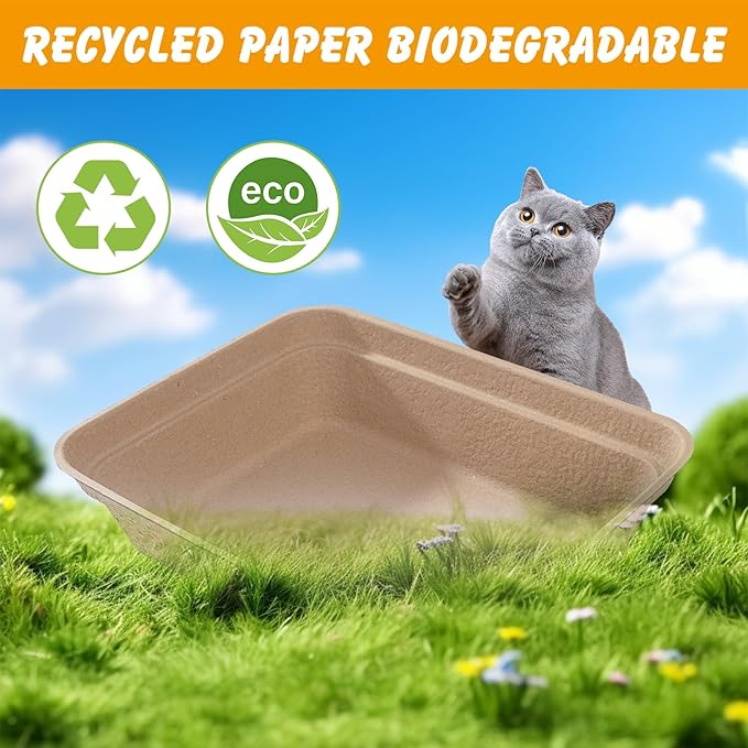 ondware Disposable Cat Litter Box(9-Pack), Large Litter Boxs for Travel Home Use(16.7 x 13.4 x 4 in)