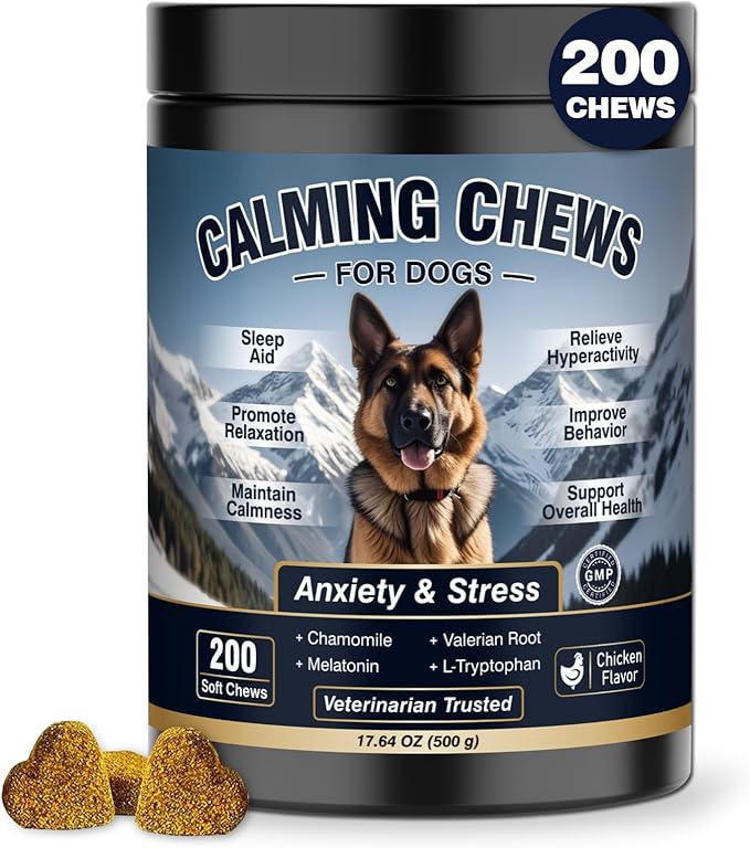 Calming Chews for Dogs 200ct, Dog Calming Chews - Anxiety and Stress Relief Treats Melatonin Bites Sleep Aid for Small/Medium/Large Dogs Calm Dog - Separation, Fireworks, Thunder, Barking - Chicken