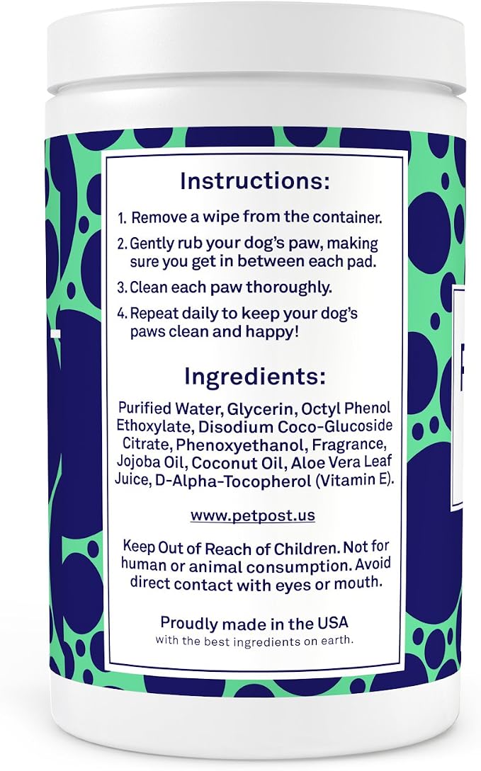 Petpost Large Paw Wipes for Dogs | 70 Count Dog Paw Cleaner Wipes with Coconut Oil, Jojoba Oil & Aloe | Gentle Pet Wipes for Paws | Ultra Soft Cotton Pads, Cherry Blossom Scent