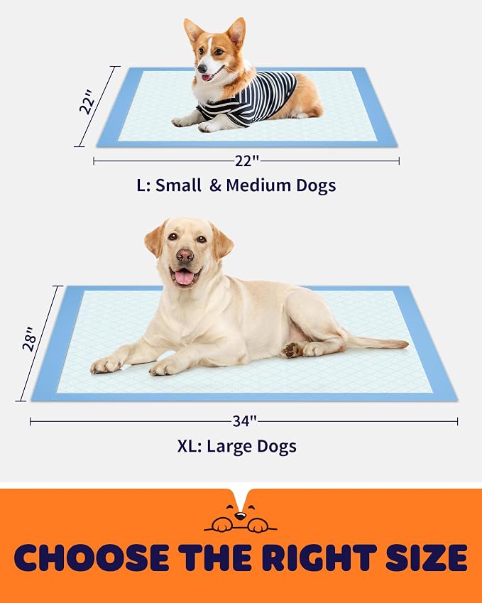 Powools Puppy Pads - Super Absorbent & Spill-Proof Pee Pads for Dogs with 6-Layer Material, Quick-Dry Potty Pads for Floors, Furniture, Vehicle, 34" × 28", 100 Packs
