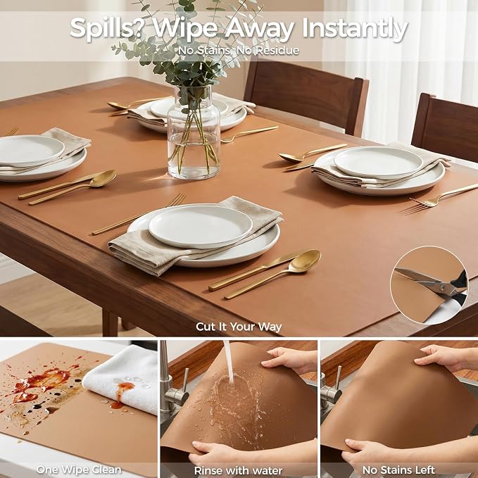 Extra Large Silicone Mat for Countertop & Table with Gift Tube Packaging, Thickened Non-Slip Heat Resistant Table Protector, Cuttable Waterproof Kitchen Prep & Kids Craft Mat