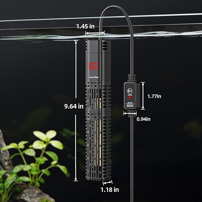 Aquarium Heater for Fish Tank - 300W Submersible Fish Tank Heater with Digital Display & Adjustable External Controller, Leaving Water Protection for 40-75 Gallon Freshwater Saltwater Tanks
