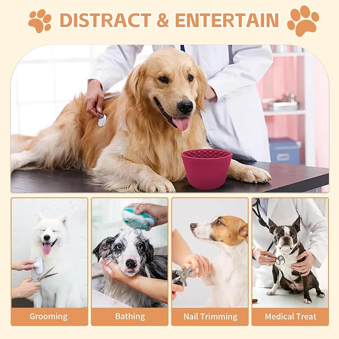 Dog Lick Bowl,Anxiety Relief Non-Slip Silicone Treat Bowl,Durable Anti-Choking Long-Lasting Enrichment Slow Feeder Licking Mat for Small Medium Large Breed,Freezable BPA Free Silicone Dishwasher Safe