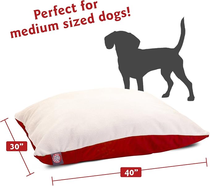 Majestic Pet Rectangle Medium Dog Bed Washable – Removable Slipcover Pet Bed – Dog Crate Bed Super Value Pillow Dog Bed – Dog Kennel Bed for Sleeping - Dog Bed Medium Breed 30 x 40 Inch – Red