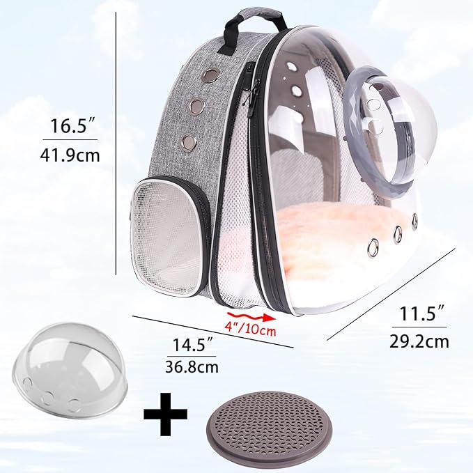 Front Extension Cat Backpack Carrier, Pet Travel Backpack for Kitten and Small Dogs, Clear Bubble Window Space Capsule Astronaut Liked Portable Vet Visit Book Bag Airline Approved