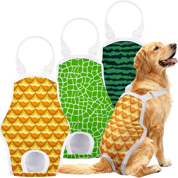 3 Pack Washable Female Dog Diapers with Adjustable Suspender, Reusable Sanitary Panties for Dogs in Heat, Leak-Proof Design for Small Dogs