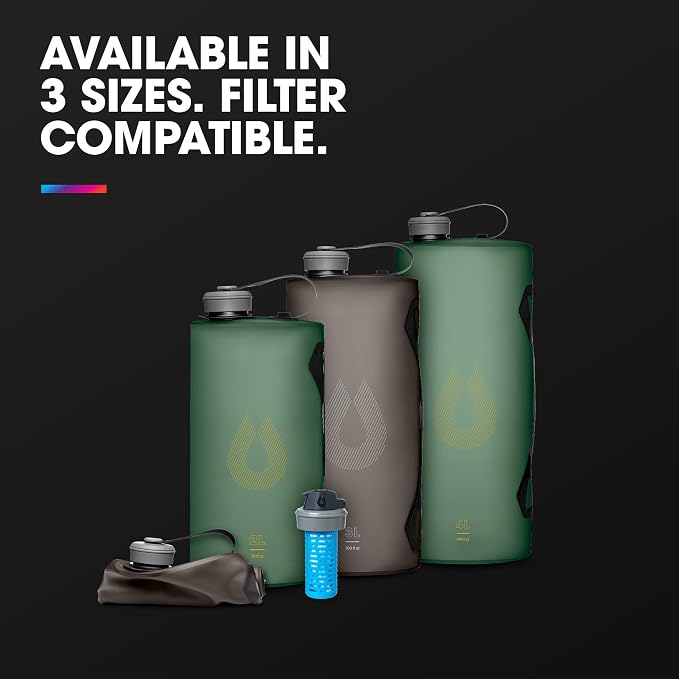 HydraPak Seeker - Collapsible Camping Water Storage (2L) - BPA & PVC Free, Hydration Reservoir Bag, Leak Proof - Sage Green