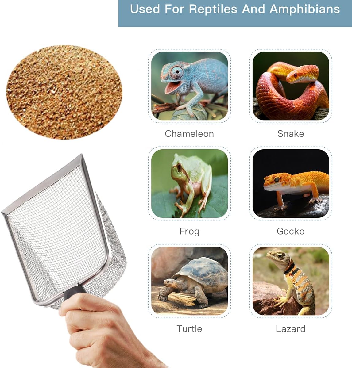 3PCS Stainless Steel Cat Litter Scoop,Litter Cleaner Corner Scoop Sand Sifter,Easy to Clean Cat Little Box, Sifting Litter Scoop Shovel for Reptile Terrarium Sand Waste