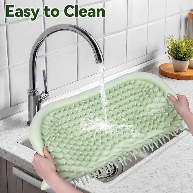 Snuffle Mat for Dogs, 23.6" x 23.6" Silicone Dog Feeding Mat Sniffing Interactive Feeding Game Encourages Natural Foraging Slow Feeder for Small/Medium/Large Dogs, Indoor & Outdoor (Green)