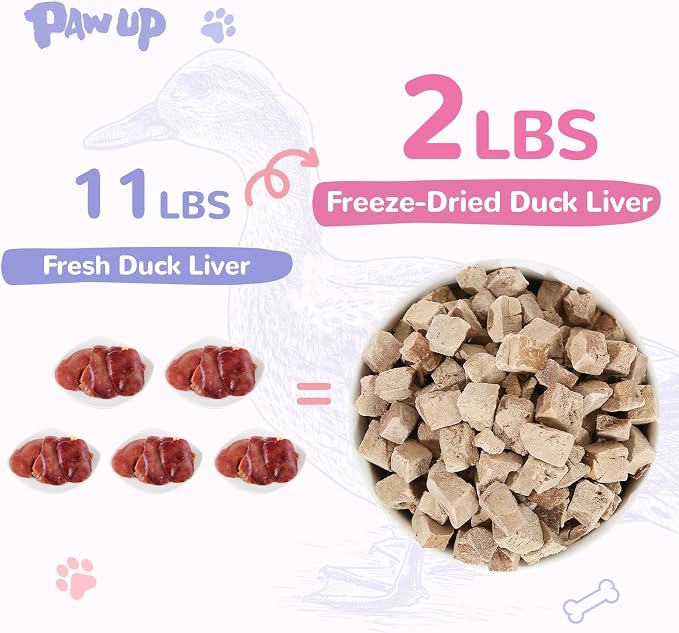 PAWUP Freeze Dried Duck Liver & Quail Egg Yolk Cat Treats, Dog Liver Treats, High Protein Snack for Dogs, Cats, Healthy Single Ingredient, Rawhide Free, Grain Free