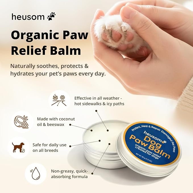 Silent Groom Pro Organic Pet Paw & Nose Balm | Natural Moisturizer for Dogs & Cats - Paws, Pads, Nose & Elbow | Lick Safe Cream with Coconut Oil & Beeswax | Anti-Dry Skin Relief & Protector | 2 Pack