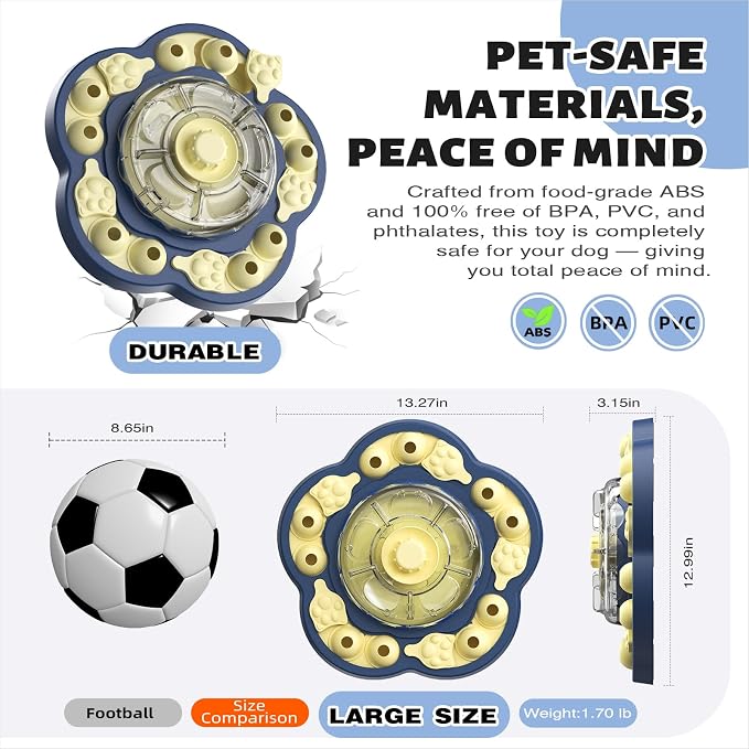 KADTC Dog Puzzle Toy Level 3 in 1, Spinning Dog Toy, Interactive Treat Dispenser & Slow Feeder for Boredom Buster & Brain Stimulation, Suitable for Small/Medium/Large Dogs