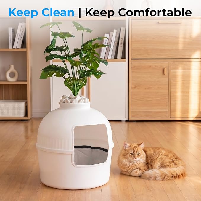 Reusable Cat Litter Box Liners for Hidden Plant Litter Box, Waterproof Leak Proof Scratch Resistant Cat Liners with Easy-Attach Hook-and-Loop Fasteners 1 Pack (Black)