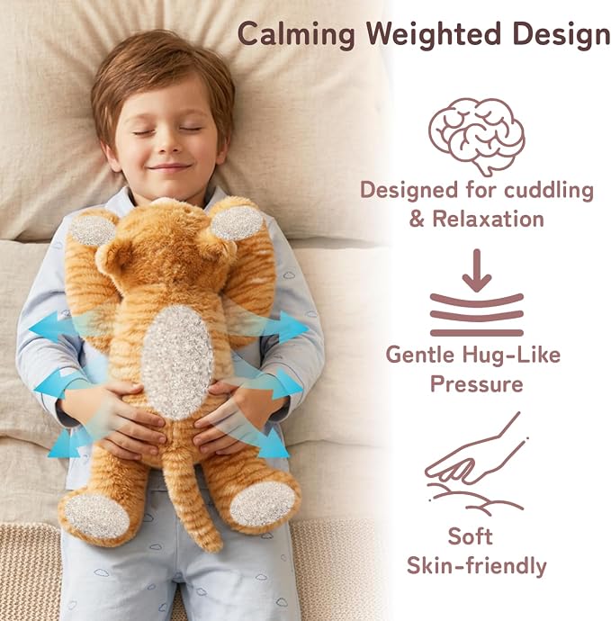 Niuniu Daddy 20" | 3.3 Pound Weighted Orange Cat Stuffed Animal Plushie for Adults & Kids, Large Weighted Lap Pillow for Comfort, Soft Sensory Stuffy Toy as Gift for Holidays