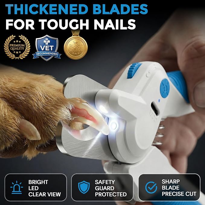 Dog Nail Clippers with Light, Cat Nail Clipper with Safety Guard Reveals Quick, Stainless Steel Blades Nail Clippers for Daily Pet Grooming Tool, Pet Nail Trimmer Ideal for Small, Medium & Large Pets